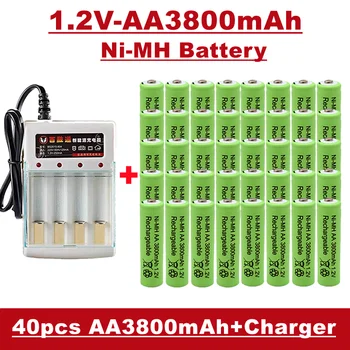 Pilhas aaa, 1,2 v 3800mah, bateria recarregável de ni MH Bateria para Controle Remoto, Despertador, MP3, etc., Vender com um carregador