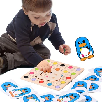 Pinguim De Correspondência De Cores De Quebra-Cabeça Brinquedos Montessori Raciocínio Lógico Raciocínio Jogo De Observação Cedo Educativos Brinquedos De Madeira Para Crianças
