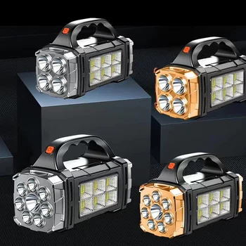 Poderoso portátil Solar, Lanterna de LED Com ESPIGA de Luzes de Trabalho USB Recarregável Portátil 4 Modos de Iluminação Solar Exterior da Luz da Tocha