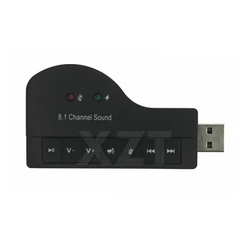 Quente Piano em Forma de USB 2.0 Externas 8.1 Canal Estéreo de Som Virtual Placa de Adaptador de Áudio com a Tecla Multifunções para Laptop