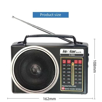 R-801 Multi-funcional de Quatro banda de Rádio FM Transmissão de Iluminação LED Suporte FM AM SW Retro Rádio Portátil para Os Idosos