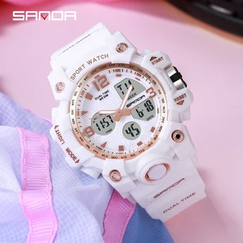 SANDA, Esportes, Moda feminina Relógios Multifunções Impermeável Relógio Analógico Digital relógio de Pulso Relógio Casual Relógio Feminino 942
