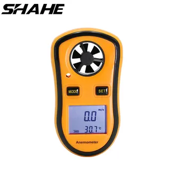 SHAHE Anemômetro Digital Medidor de Velocidade do Vento de 30 m/s LCD de Mão Termômetro Medidor de Temperatura de-10-45C Com luz de fundo do LCD Display