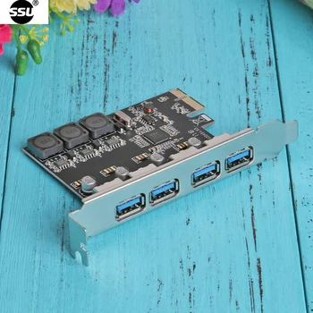 SSU U3V04S+ 4 Porta USB 3.0, PCIe Cartão de Expansão PCI Express Hub USB Adaptador Conversor Adaptador Componente Adaptador