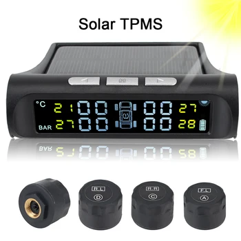 Solar TPMS Monitorização da Pressão dos Pneus Sistema Digital de LCD do Carro da exposição de Acessórios, Pneu de Diagnóstico Kit com 4 Sensores Externos