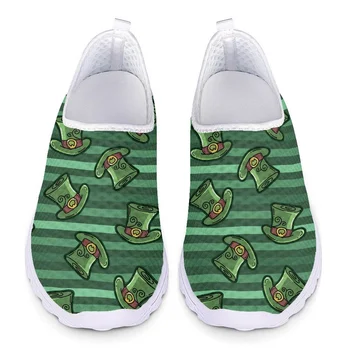 Sorte Verde St. Patrick Chapéu de Impressão Deslizamento Confortável Sapatos Casuais Leve as Mulheres do Aluno Apartamentos Novos de Verão, Sapatos Casuais
