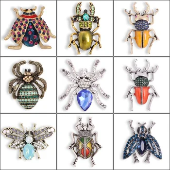 Strass de insetos broche de cristal pin liga empresarial de aranha joaninha besouro corsage