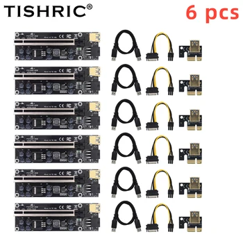 TISHRIC 6PCS VER009S Plus PCI Riser Card 6Pin 009S Mineiro de Mineração, PCI E PCIE 1X A 16X Extensor de Adaptador de Gráficos Cabo de Extensão
