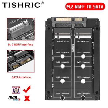 TISHRIC M2 NGFF Para SATA Adaptador Adicionar No Cartões de Dupla B+Tecla M M. 2 NGFF SSD SATA 2.5 Caso M2 Controlador SATA Com Gabinete de Soquete