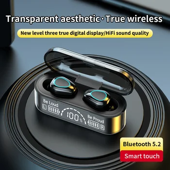 TWS Bluetooth 5.2 Fones de ouvido Grande Caixa-carregador Fones de ouvido sem Fio 9D Estéreo de Esportes de redução de Ruído Fones de ouvido Fones de ouvido 2023 Novo
