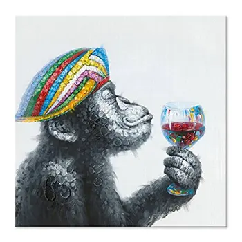 Top Artista Puro, pintados à Mão, de Alta Qualidade Arte Moderna de Beber Gorila Arte da Pintura a Óleo Abstrata Animal Engraçado Macaco Pintura a Óleo