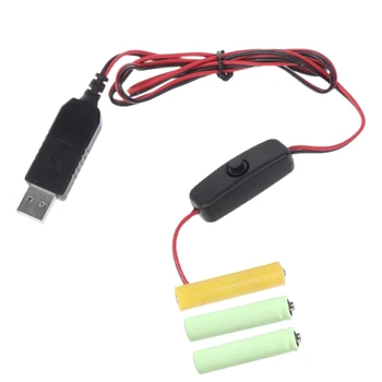 Universal 4.5 V AAA Eliminador de Bateria USB Fonte de Alimentação Cabo com Interruptor USB para 4,5 V AAA LR3 AM4 Bateria para o DIODO emissor de Luz
