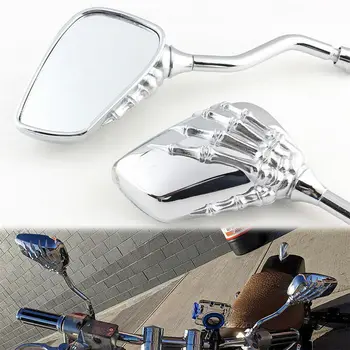Universal Motocicleta Scooter Lado de Trás do Espelho Modificação do Crânio Craw Sombra Retrovisores Par de 8mm 10mm