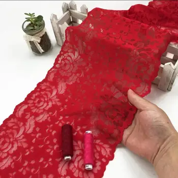 Venda quente de 3M de Luxo Elástico Vermelho Guarnição do Laço Bordado de Fita de Tecido DIY Artesanato de Costura Suppies de Decoração, Acessórios Para o Vestuário