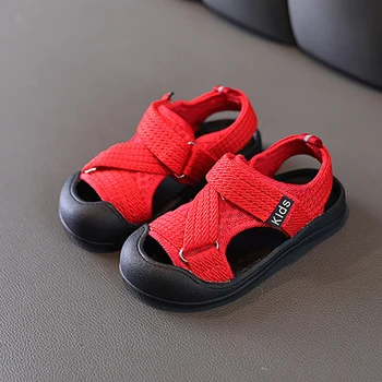 Verão Para Crianças De Sandálias Bebê Proteção Do Dedo Do Pé Descalço Os Sapatos Meninos Respirável Sandálias De Praia De Meninas De Moda Cruz Sandálias De Tira