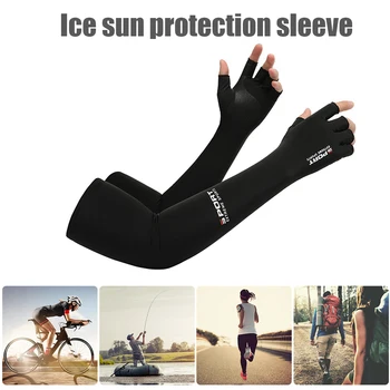 Verão de Gelo Tecido Mangas Metade do Dedo Unisex Sol com Protecção UV de Esportes ao ar livre corrida, Ciclismo Sombras Cobertura Braço para Homens Wom