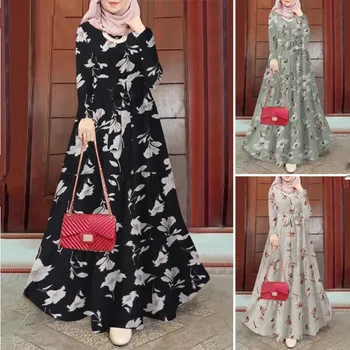 Vestimenta Muçulmana Dubai, Turquia Islã Roupas Casuais Do Oriente Médio Simples Estilo Étnico Impressão De Moda Da Saia Longa Muçulmano Abayas Mulheres