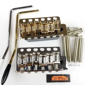 Wilkinson ST Guitarra Elétrica, Sistema de Vibração da Ponte + Dobrada de Aço Selas WV6 Cromo Prata Ouro