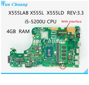 X555LD REV 3.3 X555LAB placa-Mãe Para Asus X555LJ X555LB X555LA X555L Laptop placa-Mãe placa-mãe Teste Ok I5-5200U 4GB-RAM GM