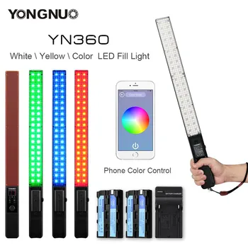 Yongnuo YN360 3200k-5500k de GELO LED Vara Luz de Vídeo Handheld, DIODO emissor de Luz Fotográficas com 2x NP550 Bateria + Carregador