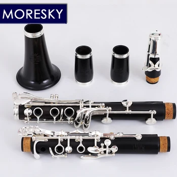 bB Grenadilla Clarinete de Madeira de ébano clarinete Tubo de 17 Chaves Caindo Sintonizar B Clarinete de madeira maciça clarinete MORESKY Criador