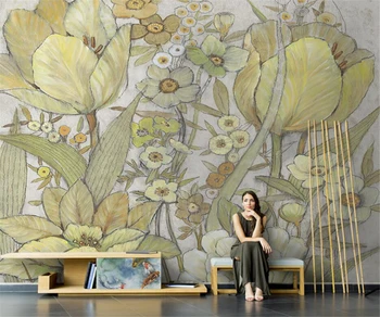 beibehang Americano Personalizado pintado a mão plantas de flores de um jardim TV da sala de estar de plano de fundo de papel de parede papel de parede decoração da casa