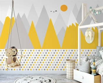 beibehang Personalizado Nórdicos, pintados à mão, geométrico pico da montanha estrela de papel de parede quarto infantil quarto de fundo, papel de parede 3d