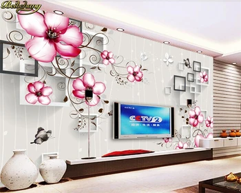beibehang papel de parede Personalizado com foto de papel de parede mural de flores roxas 3D estéreo PLANO de fundo de parede, papéis de parede decoração da casa