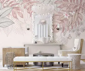 beibehang personalizado cor-de-Rosa plantas tropicais paisagem papéis de parede para a TV da sala de estar de plano de fundo em 3D papel de parede mural da melhoria home
