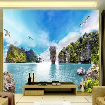 wellyu Personalizado grandes afrescos bela vista para o mar TV 3D de fundo de parede não tecido papel de parede papel de parede para quarto